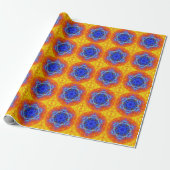 Papier Cadeau Digital Mandala bleu orange et jaune (Déroulé)
