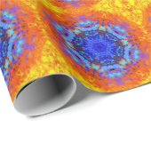 Papier Cadeau Digital Mandala bleu orange et jaune (Coin rond)