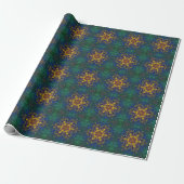 Papier Cadeau Digital Mandala jaune bleu et vert (Déroulé)