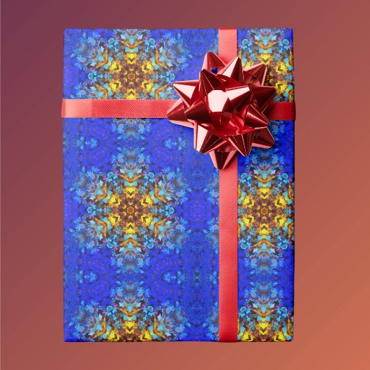 Papier Cadeau Digital Mandala jaune et bleu