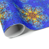 Papier Cadeau Digital Mandala jaune et bleu (Coin rond)