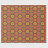 Papier Cadeau Digital Mandala jaune rouge et noir (Plat)
