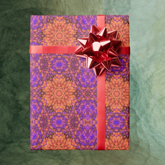 Papier Cadeau Digital Mandala Orange Blue et Purple
