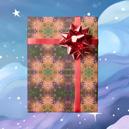 Papier Cadeau Digital Mandala rose jaune et vert