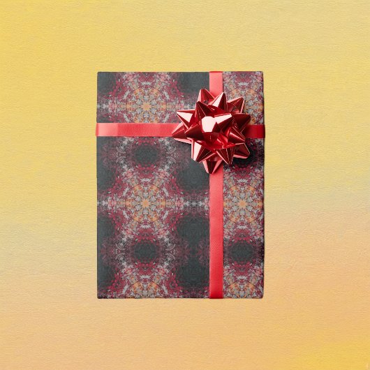 Papier Cadeau Digital Mandala rouge blanc orange et noir