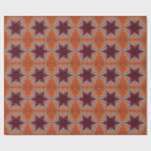 Papier Cadeau Digital Mandala rouge orange et bleu (Plat)