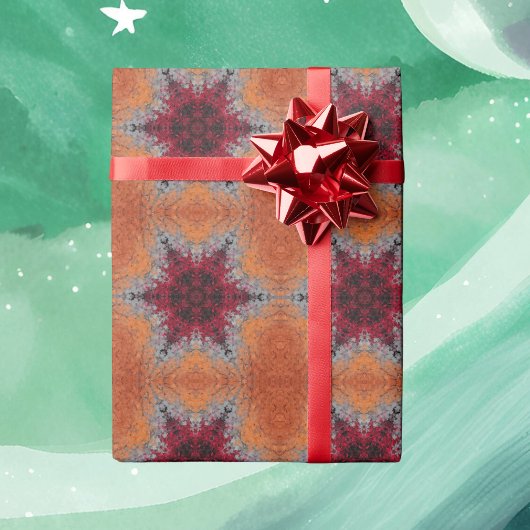 Papier Cadeau Digital Mandala rouge orange et bleu