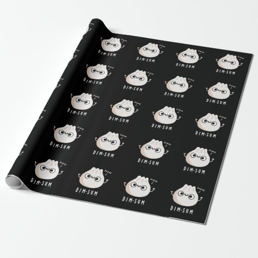 Papier Cadeau Dim-sum Funny Dimsum Math Pun Dark BG (Déroulé)
