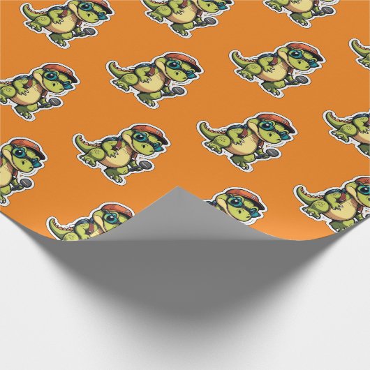 Papier Cadeau dinasaur bébé mignon avec un micro (Coin)