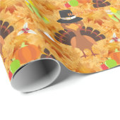Papier Cadeau dinde bon thanksgiving (Coin rond)