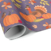 Papier Cadeau Dinde de Thanksgiving (Coin rond)