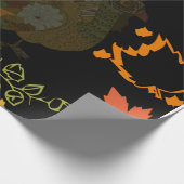 Papier Cadeau Dinde de Thanksgiving avec feuilles d'automne (Coin)