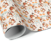Papier Cadeau Dinde de Thanksgiving Motif d'Automne (Coin rond)