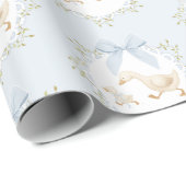 Papier Cadeau Dinde Folle Bleu Nœud Papillon Fantaisiste Prépa (Coin rond)