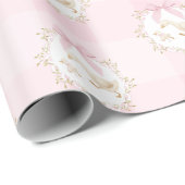 Papier Cadeau Dinde Rose Ruban Caprice Prépa Gingham (Coin rond)