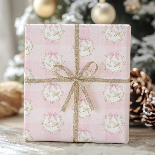 Papier Cadeau Dinde Rose Ruban Caprice Prépa Gingham