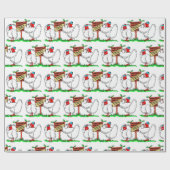 Papier Cadeau Dindes de Noël dessin animé confinement (Plat)