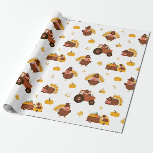 Papier Cadeau Dindes de Thanksgiving (Déroulé)