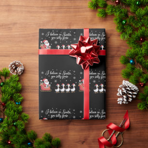 Papier Cadeau Dindon de Noël Je crois au Père Noël Drôle