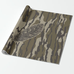 Papier Cadeau Dindon Plume Fonds Camo Forêt