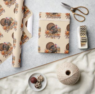 Papier Cadeau Dindon sauvage de Thanksgiving