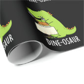 Papier Cadeau Dine-osaur Funny Dinosaur Pun Dark BG (Coin rond)