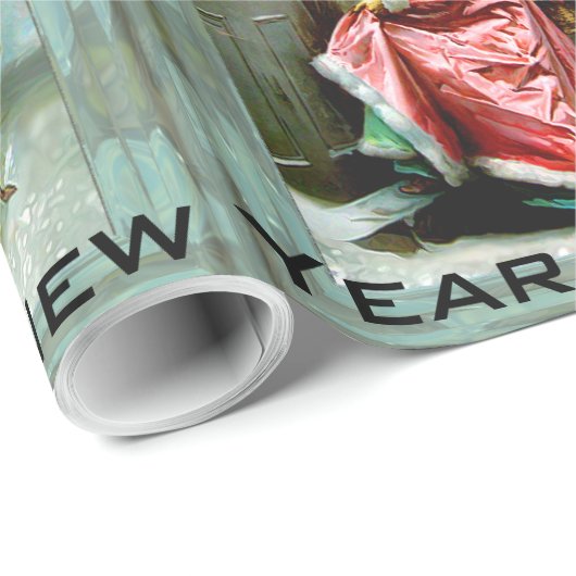 Papier Cadeau Dîner de Noël 15' victorien élégant (Coin rond)