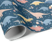 Papier Cadeau Dino Delft : Anniversaire Fun (Coin rond)