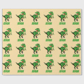 Papier Cadeau dino green t-rex enfants motifs (Plat)
