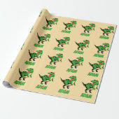 Papier Cadeau dino green t-rex enfants motifs (Déroulé)