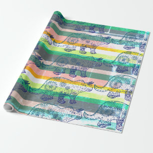 Papier Cadeau Dino Mood, Dinosaur Art enveloppement cadeau