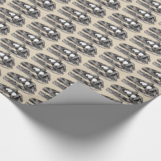 Papier Cadeau DINO - Papier brillant beige, 30" x 6" (Coin)