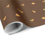 Papier Cadeau Dino-Thème pour l'anniversaire des enfants, Orange (Coin rond)