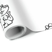 Papier Cadeau Dinos de dessin animé sur blanc propre (Coin rond)