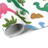 Papier Cadeau Dinos Peints (Coin rond)