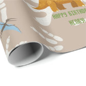 Papier Cadeau Dinosaur Anniversaire, Anniversaire Enfant, Texte  (Coin rond)