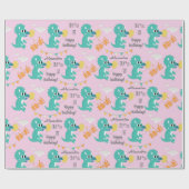 Papier Cadeau Dinosaur Anniversaire Nom Age Personnalisé (Plat)