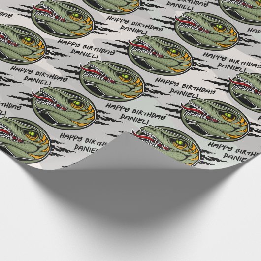 Papier Cadeau Dinosaur anniversaire raptor armée camouflage rayu (Coin)