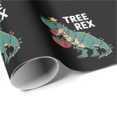 Papier Cadeau Dinosaur Arbre de Noël Rex Pyjamas de Noël Lumière (Coin rond)
