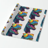 Papier Cadeau Dinosaur Blue T Rex Jurassique Cool (Déroulé)