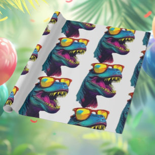 Papier Cadeau Dinosaur Blue T Rex Jurassique Cool