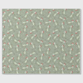 Papier Cadeau Dinosaur Christmas Boy Santa Claus Dino T-Rex Sage (Plat)