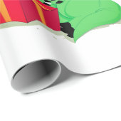 Papier Cadeau DINOSAUR DE NOËL AVEC Papier À enveloppement de ch (Coin rond)