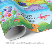 Papier Cadeau Dinosaur fête d'anniversaire avec gâteau Ajouter u