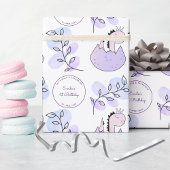 Papier Cadeau Dinosaur fête d'anniversaire rose pourpre