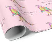 Papier Cadeau Dinosaur Joyeux Anniversaire Personnalisé Nom De F (Coin rond)