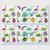 Papier Cadeau Dinosaur Joyeux Anniversaire Personnaliser le nom (Plat)