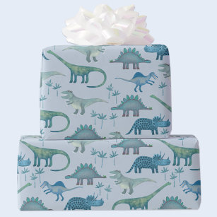 Papier Cadeau Dinosaur Motif bleu