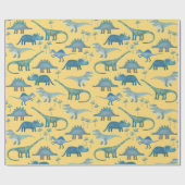 Papier Cadeau Dinosaur Motif Jaune (Plat)