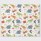 Papier Cadeau Dinosaur Noël Motif de chapeau, blanc (Plat)
